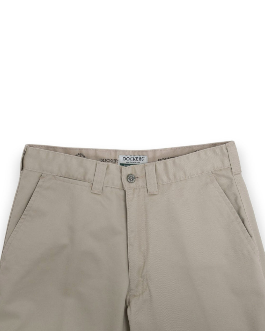Beige Cotton Twill High-Rise Trousers 
