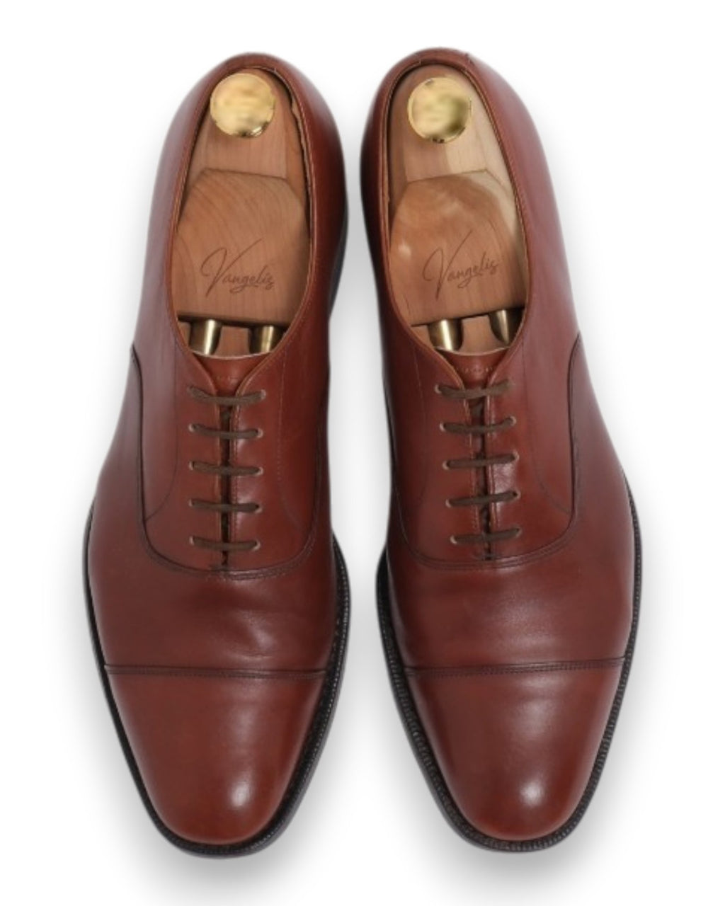 Light Brown Leather Cap-Toe Oxfords