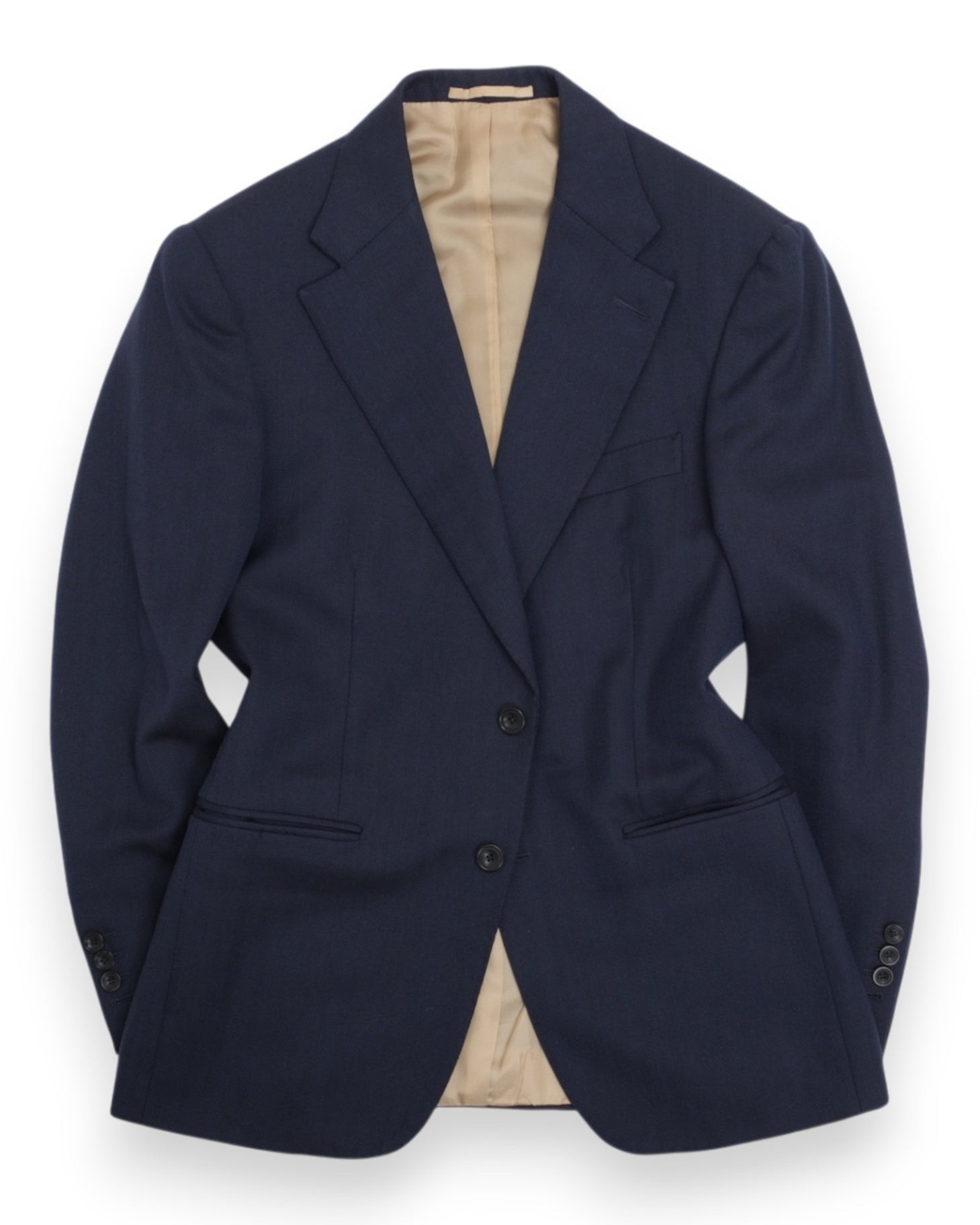 Navy Herringbone Wool Suit