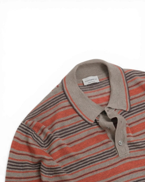 Beige/Brown/Rust Linen Polo