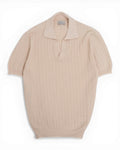 Cream Beige Ribbed Polo