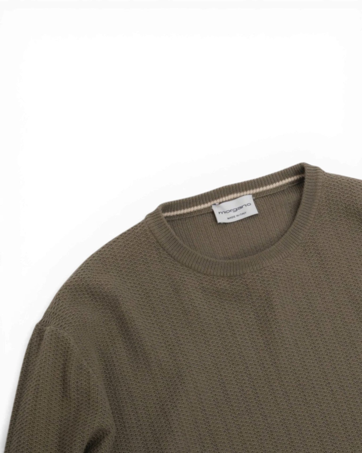 Army Green Honeycomb Short-sleeve Crewneck