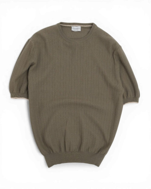 Army Green Honeycomb Short-sleeve Crewneck