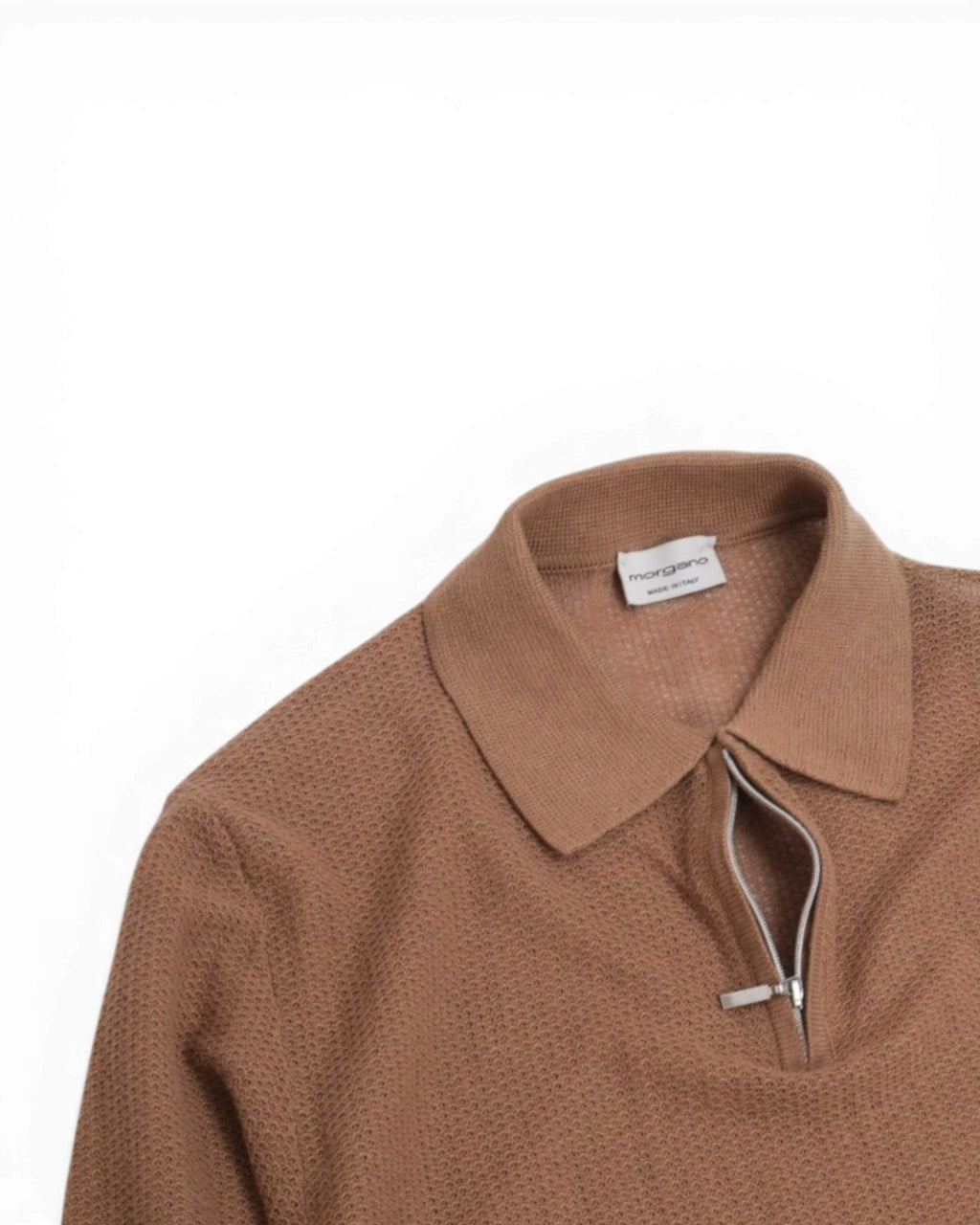 Oatmeal Honeycomb Cotton/Linen Zip Polo