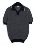 Navy/White Striped Cotton Polo
