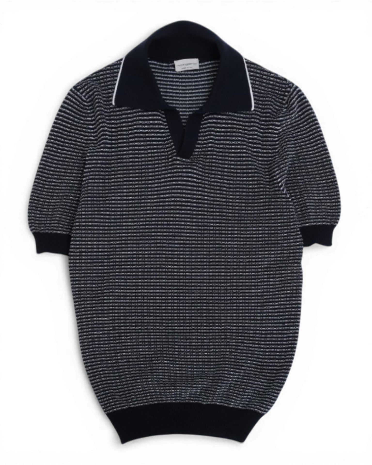 Navy/White Striped Cotton Polo