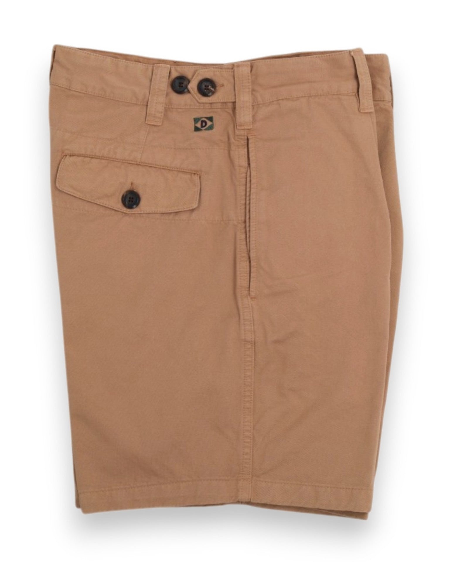 Khaki Twill High-Rise Pleated Shorts