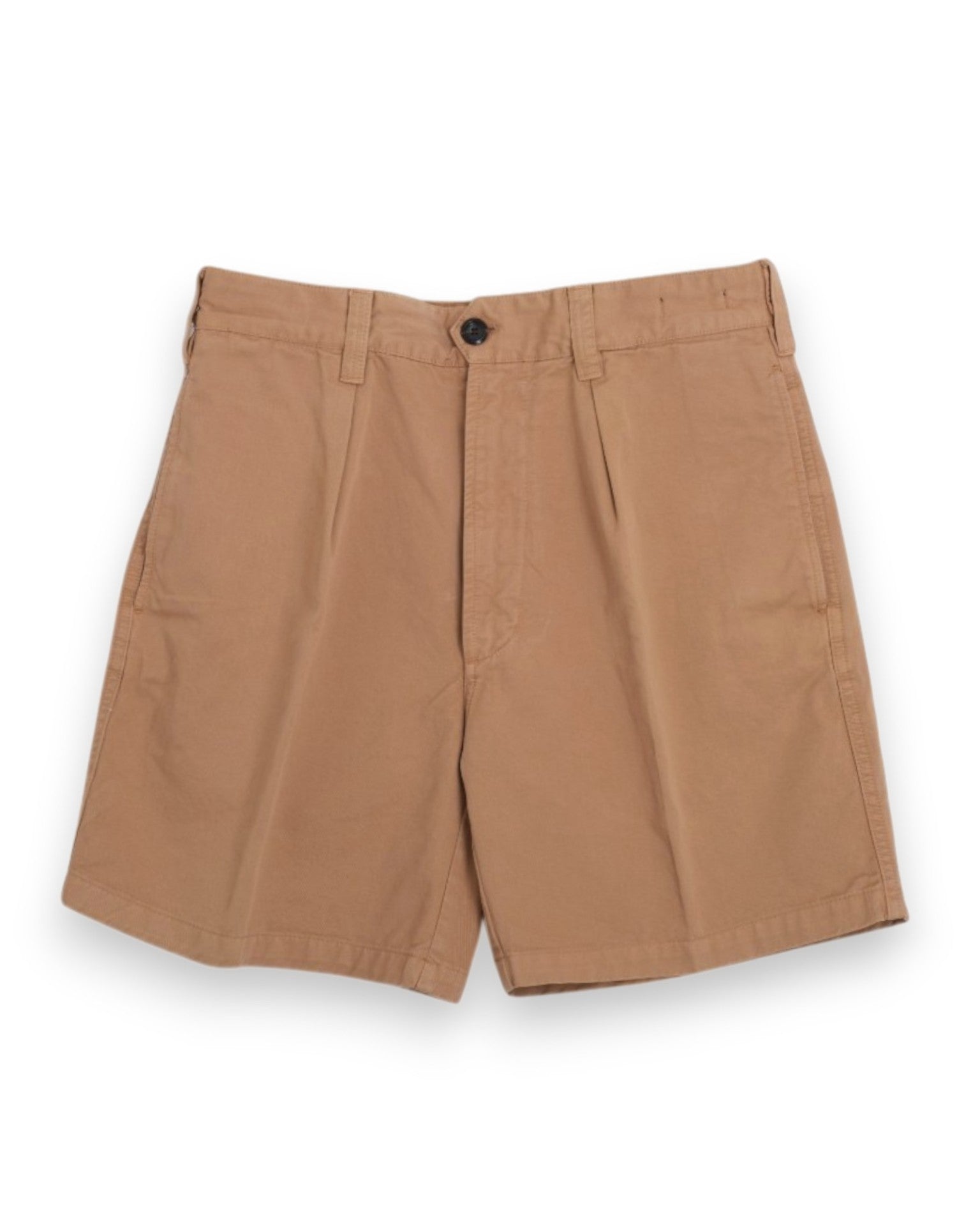 Khaki Twill High-Rise Pleated Shorts