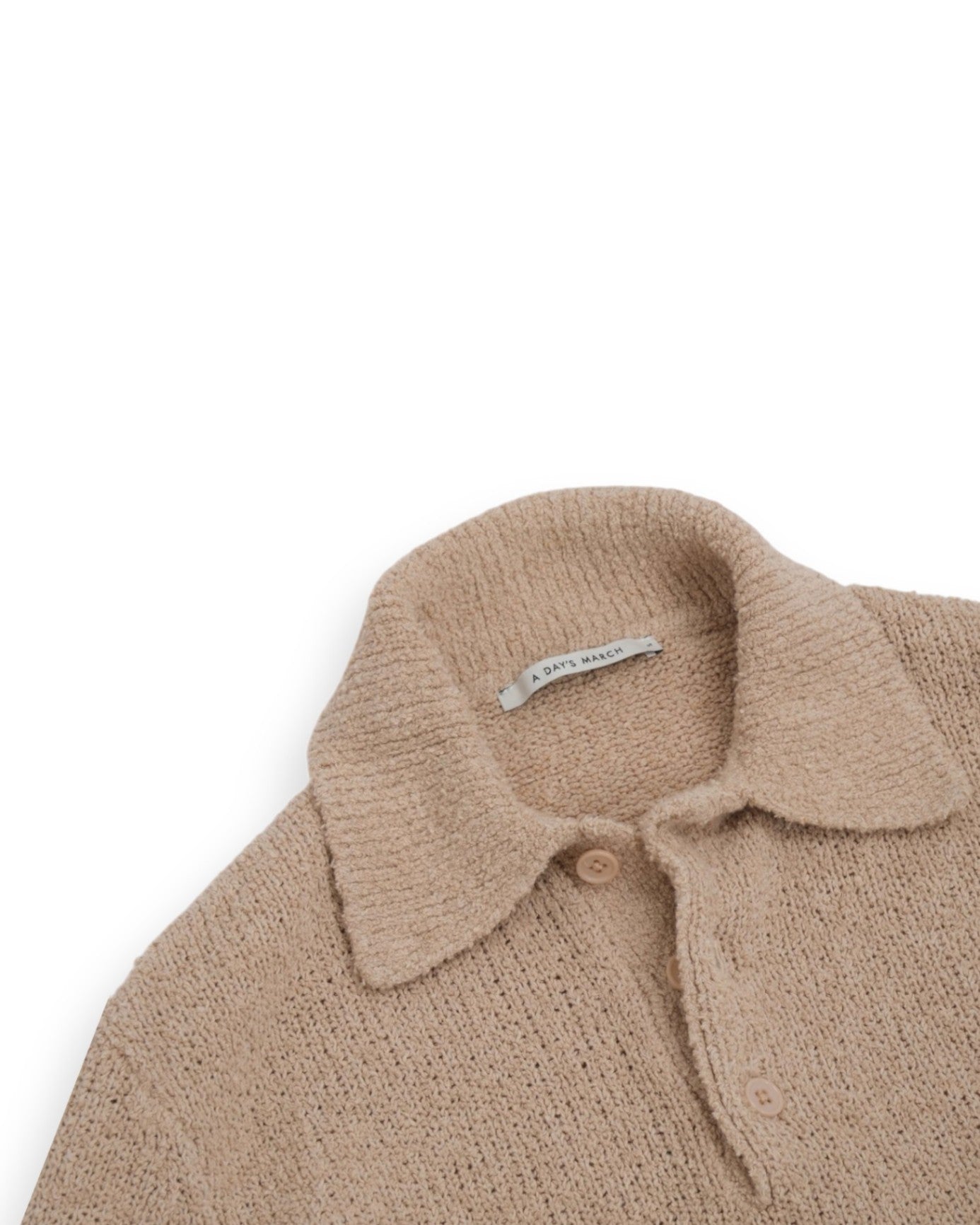 Beige Cotton/Cashmere/Polyester Knitted Polo Sweater