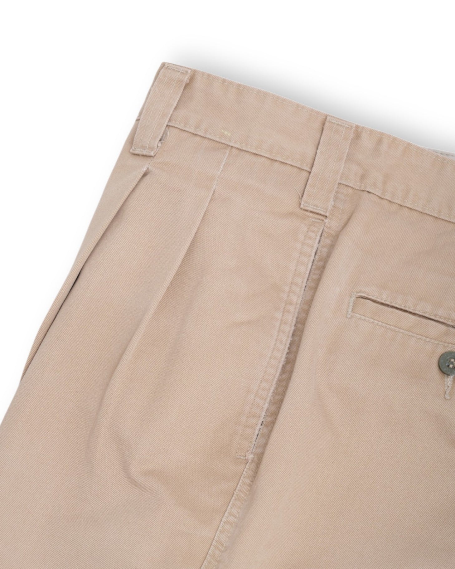 Double Pleated Khaki Cotton Trousers
