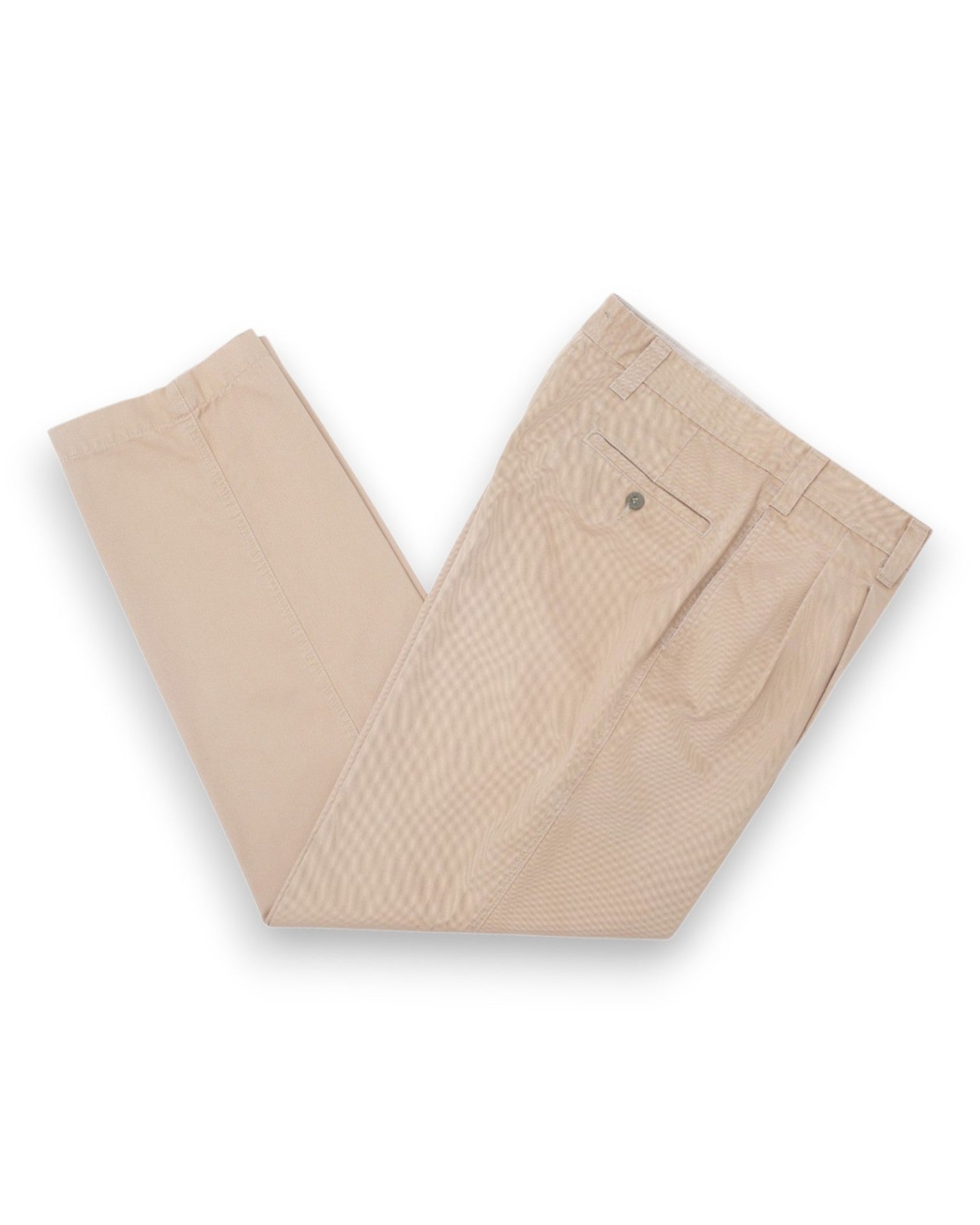 Double Pleated Khaki Cotton Trousers