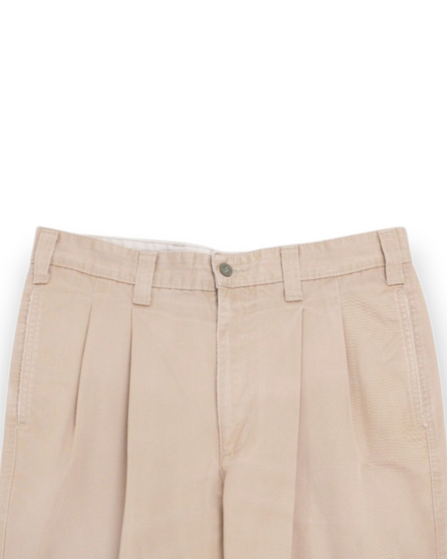 Double Pleated Khaki Cotton Trousers