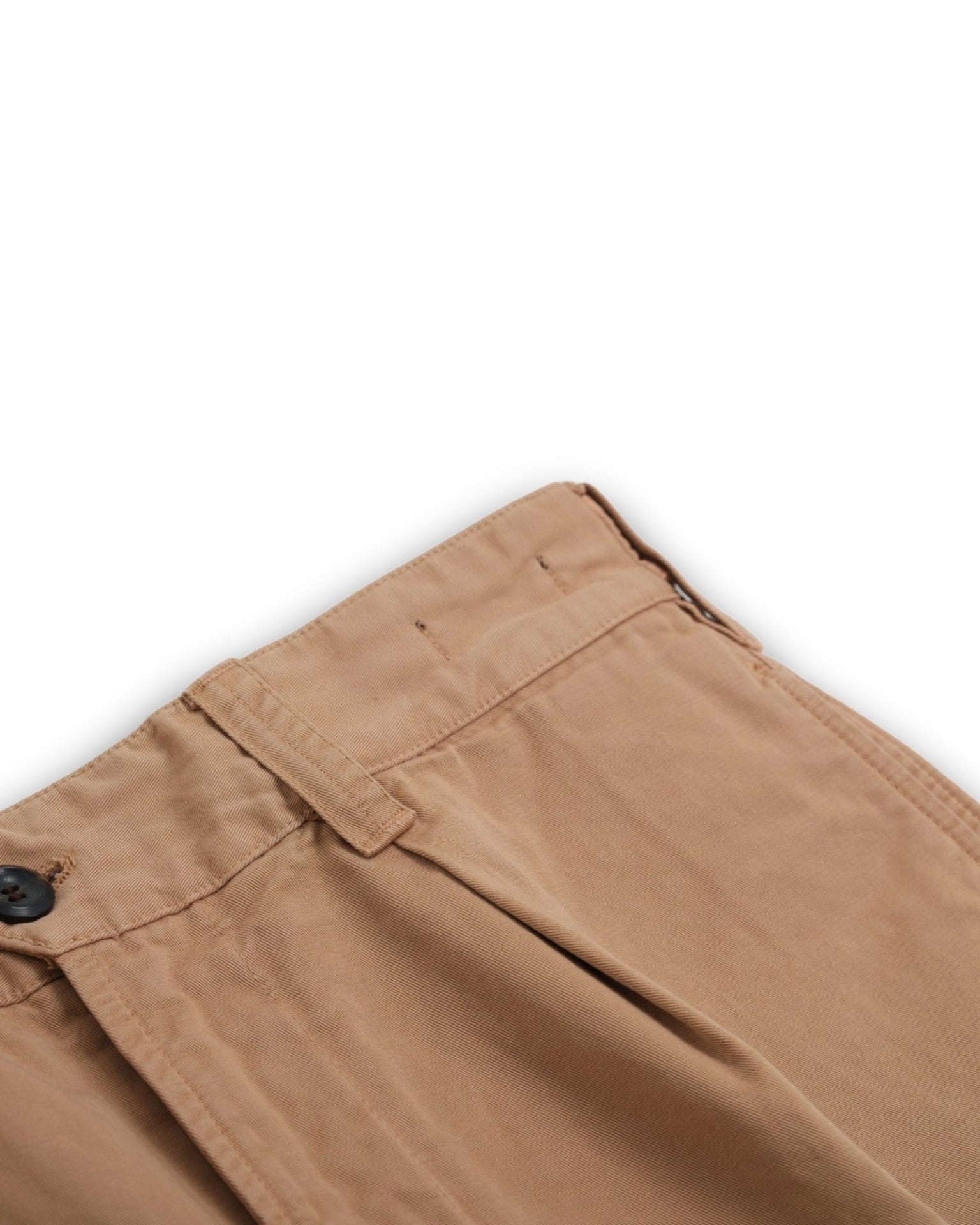 Khaki Twill High-Rise Pleated Shorts