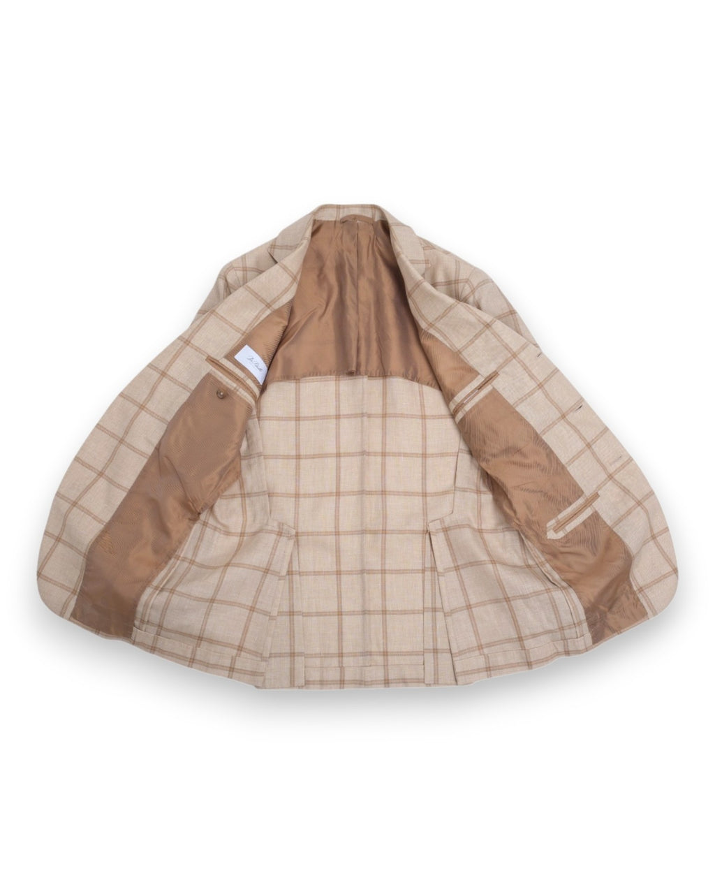 Beige/Pale Saffron Wool/Linen/Silk Windowpane Sports Jacket