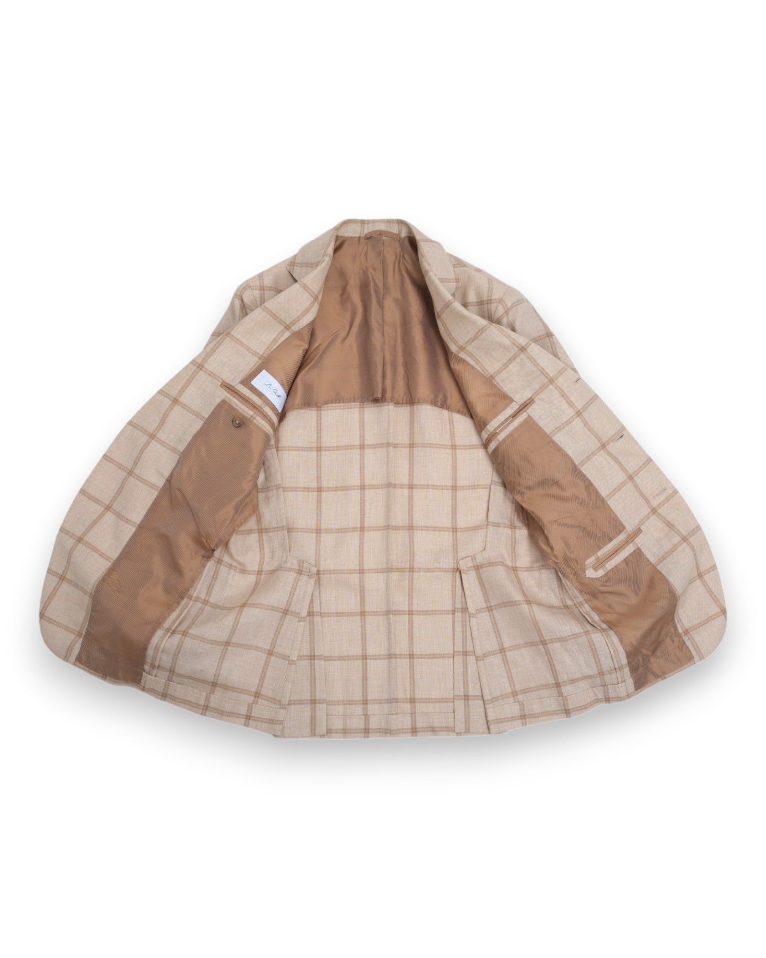 Beige/Pale Saffron Wool/Linen/Silk Windowpane Sports Jacket