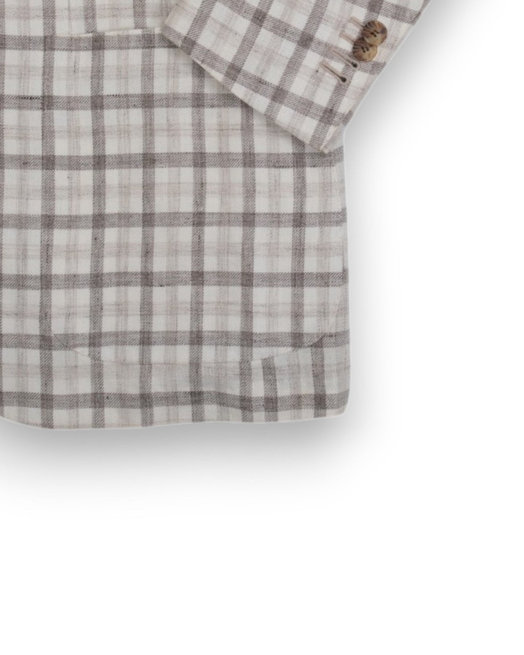 Ecru/Taupe Plaid Solbiati Linen Sports Jacket