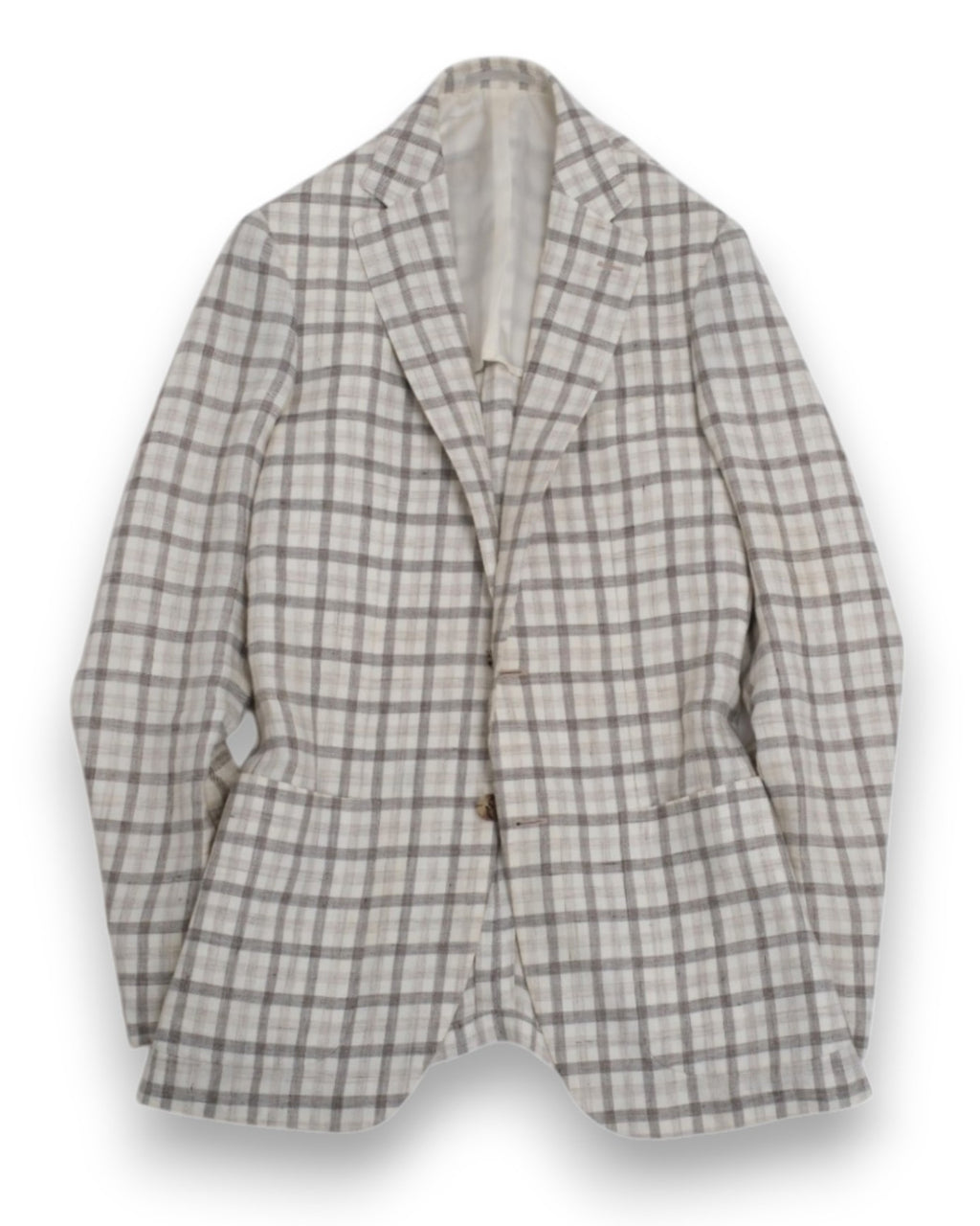 Ecru/Taupe Plaid Solbiati Linen Sports Jacket
