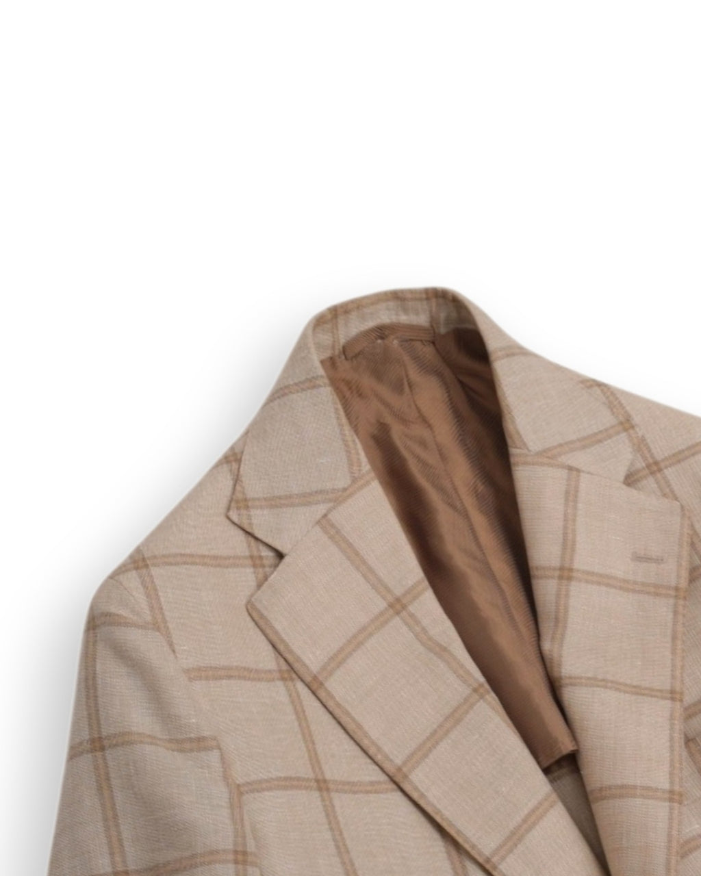 Beige/Pale Saffron Wool/Linen/Silk Windowpane Sports Jacket