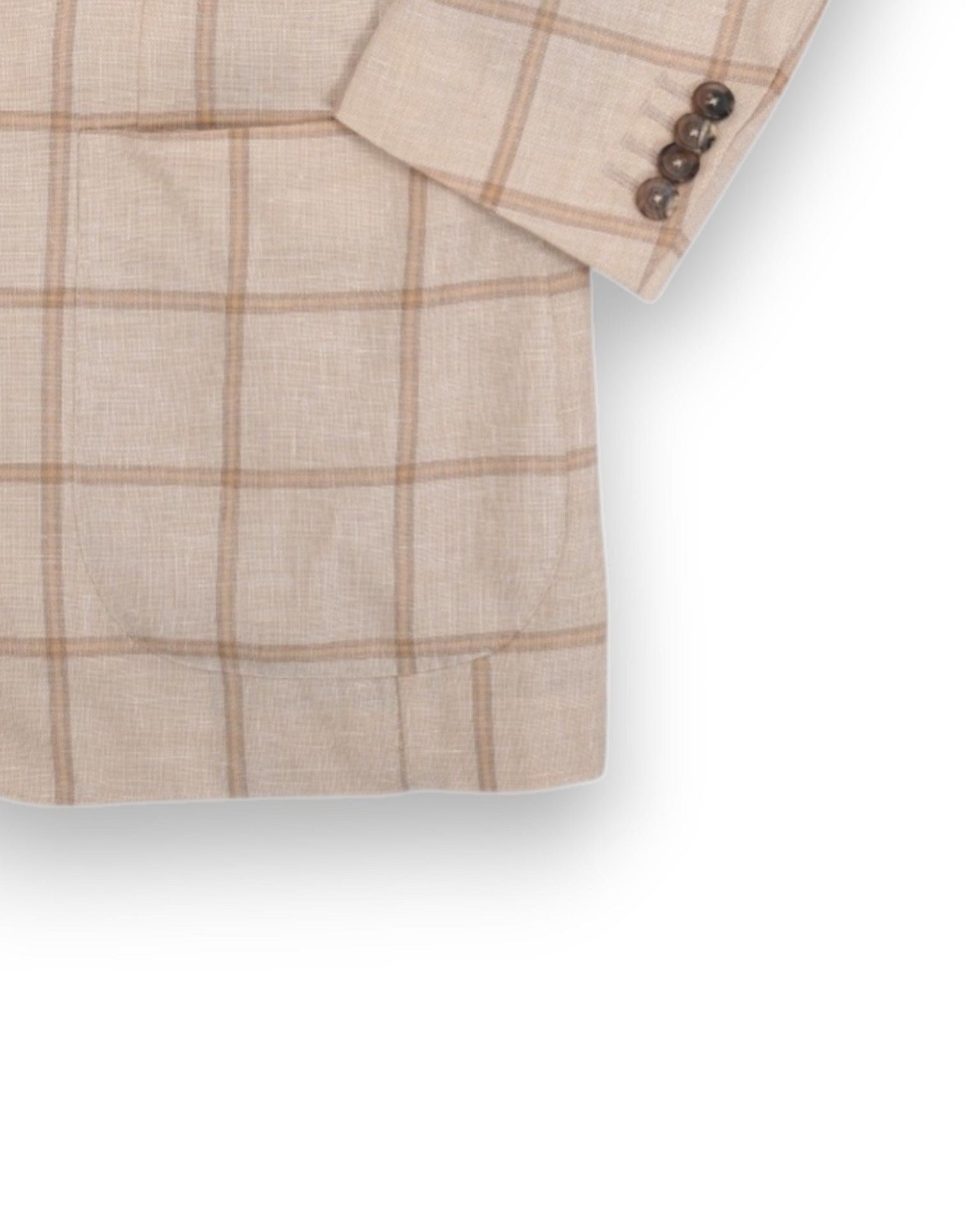 Beige/Pale Saffron Wool/Linen/Silk Windowpane Sports Jacket