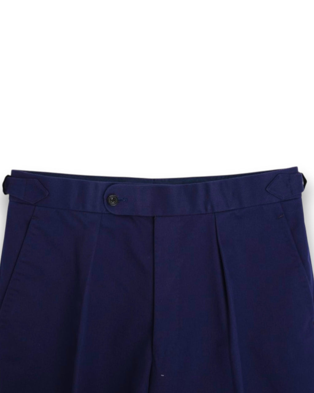 Dark Blue Twill Pleated High-Rise Trousers