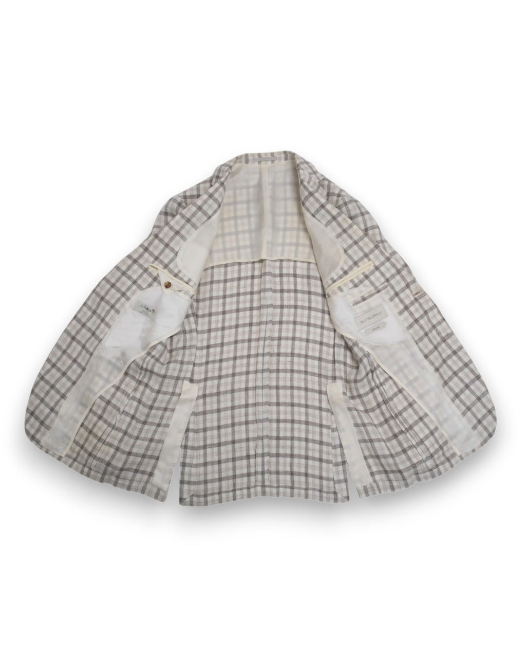 Ecru/Taupe Plaid Solbiati Linen Sports Jacket