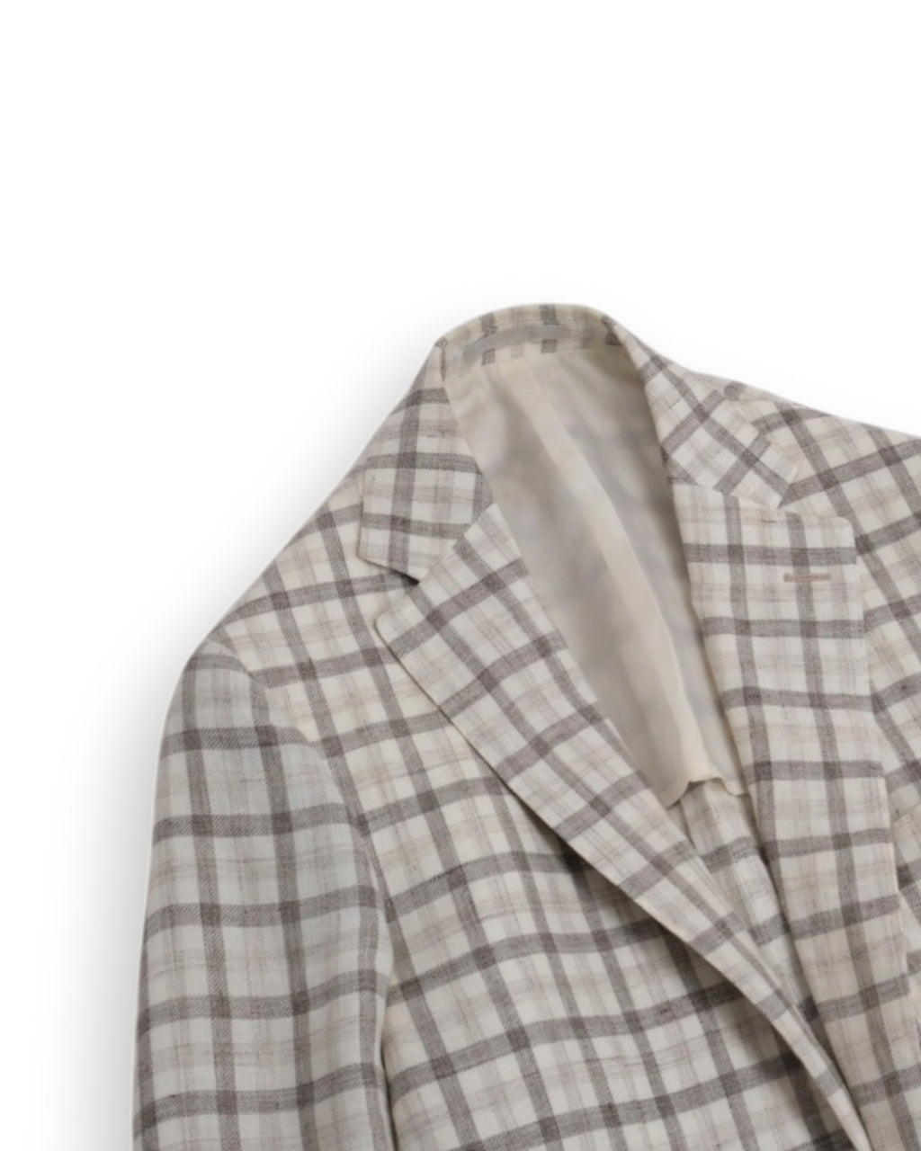 Ecru/Taupe Plaid Solbiati Linen Sports Jacket