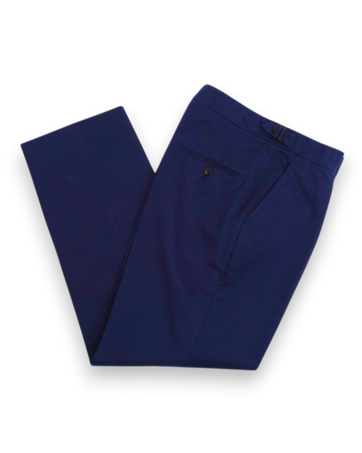 Dark Blue Twill Pleated High-Rise Trousers