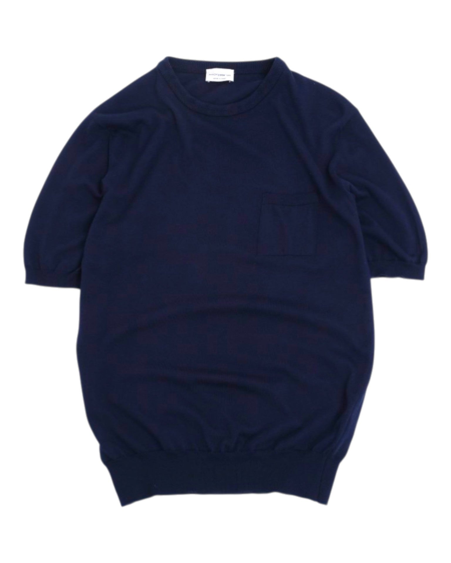 Navy Cotton Short-Sleeve Crewneck