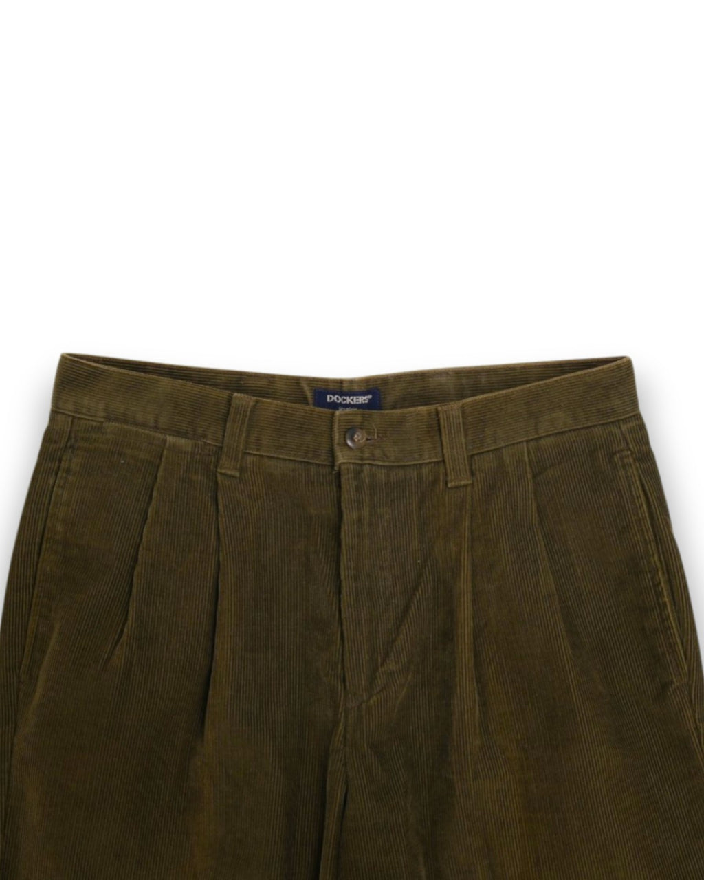 Dark Forest Pleated High-Rise Cord Trousers