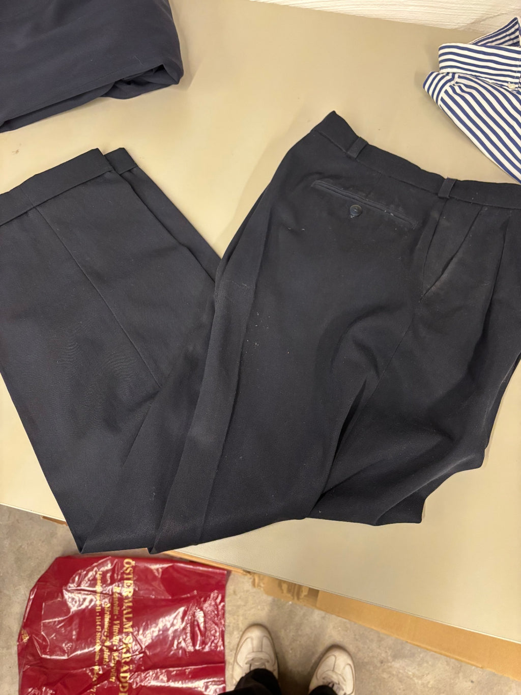 Dark Navy Wool blend Trousers