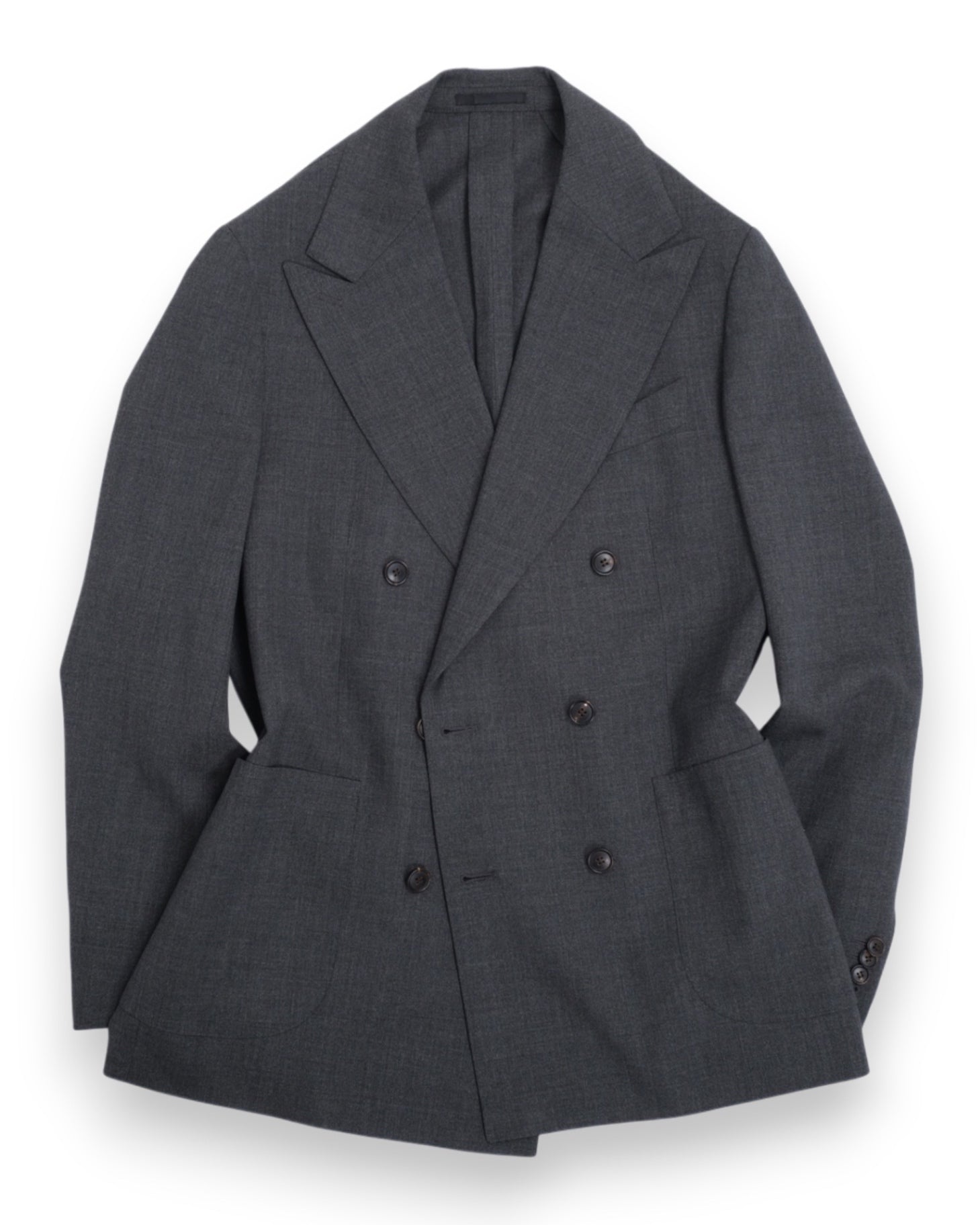 Grey Unlined DB. Wool Suit