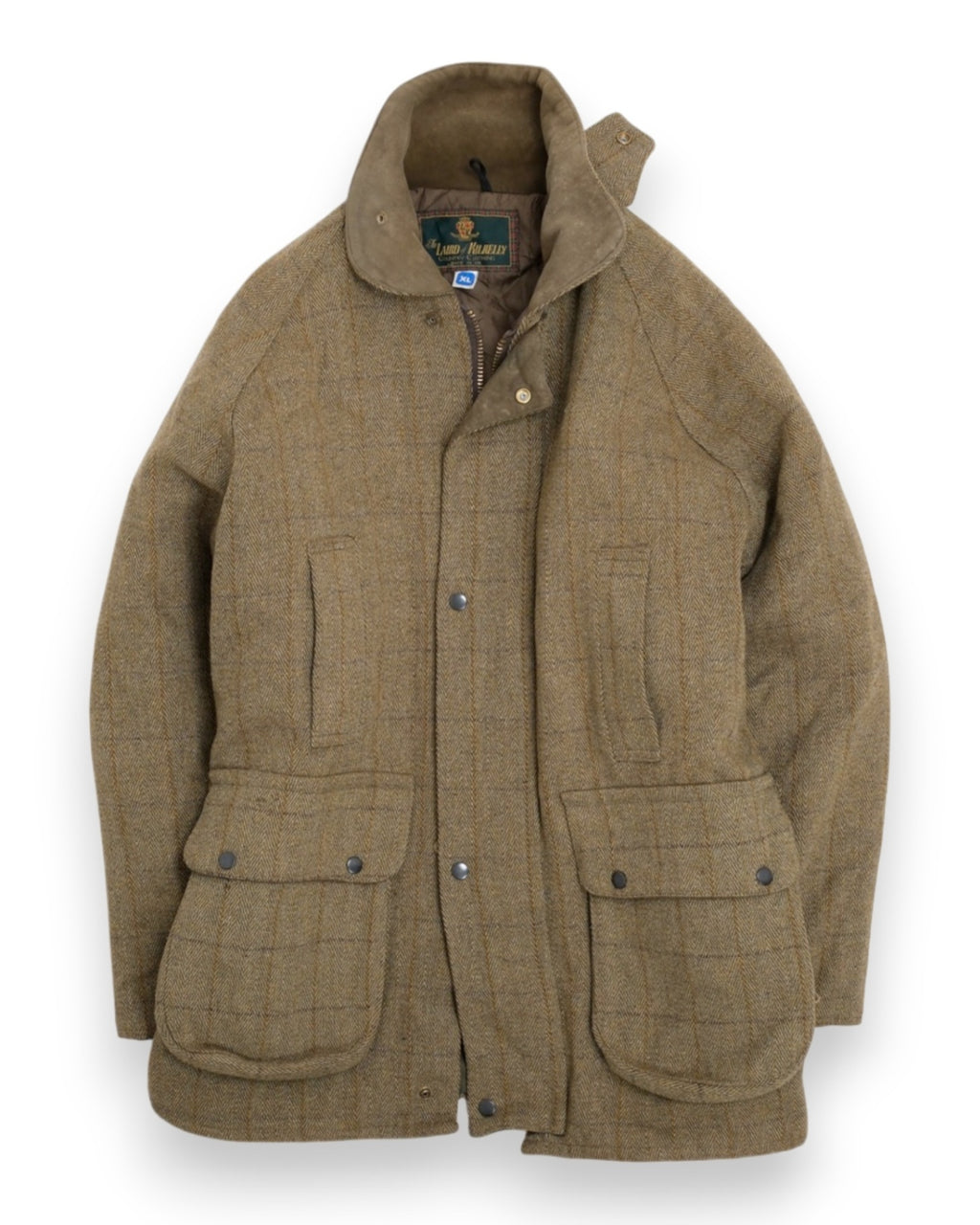 Green Tweed Herringbone Raglan Shooting Coat