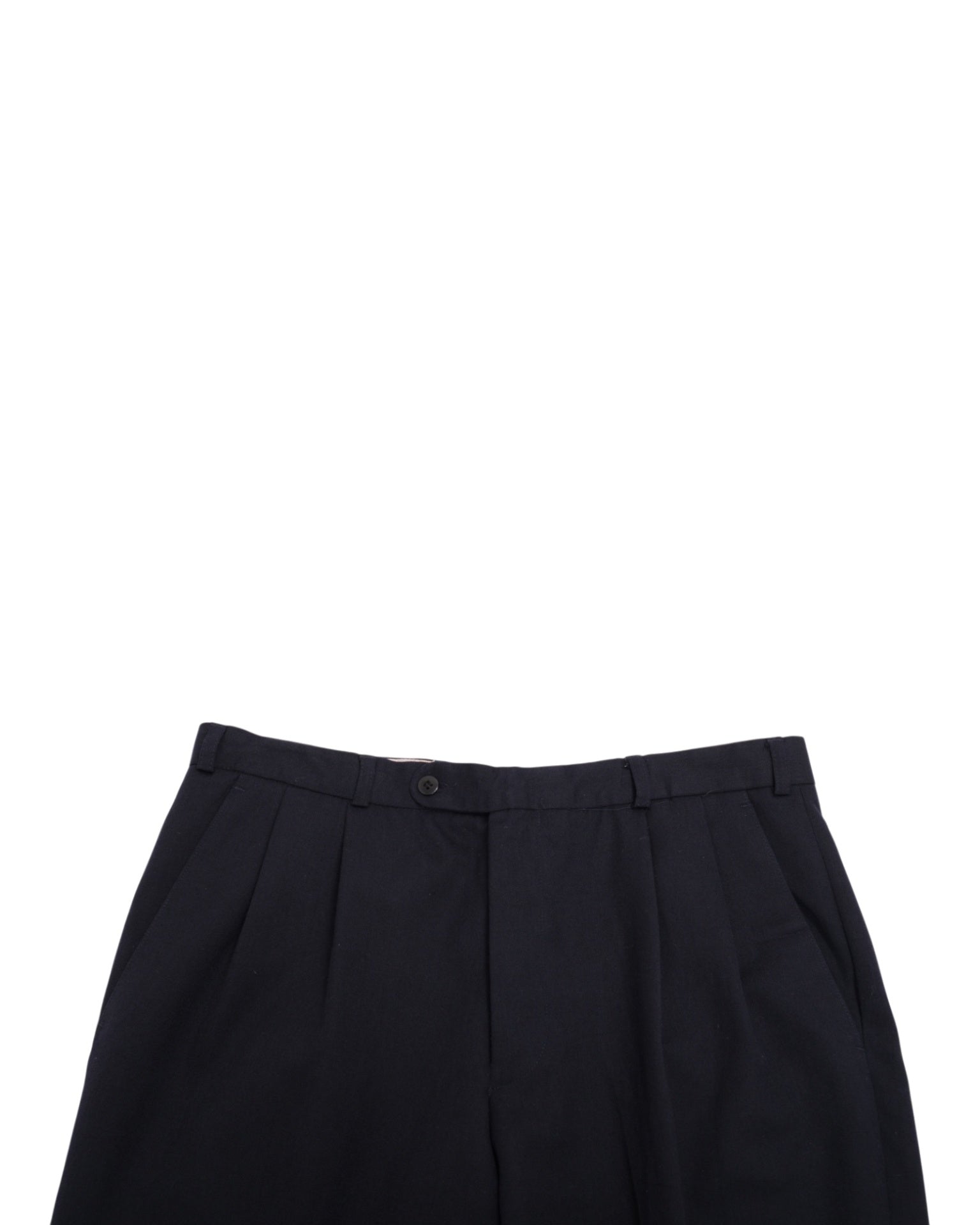 Navy High-Rise Double Pleated Twill Trousers