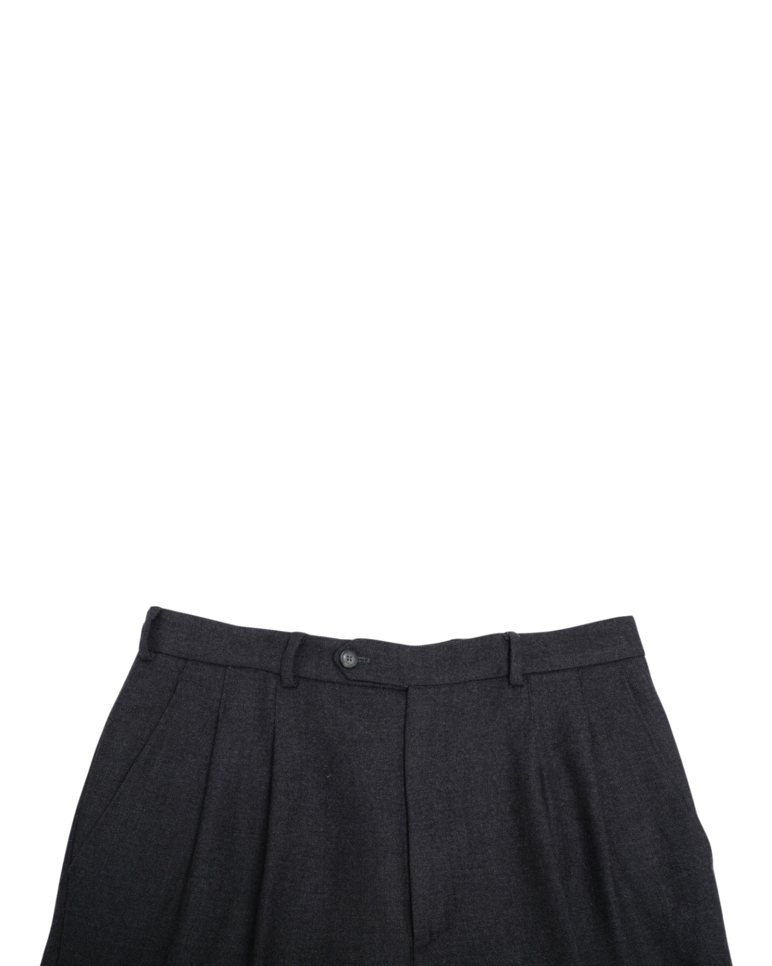 Dark Grey High-Rise Twill Double Pleated Trousers