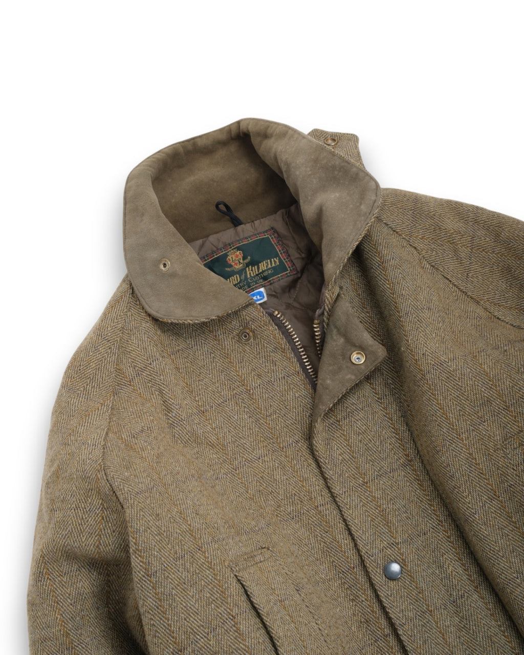 Green Tweed Herringbone Raglan Shooting Coat