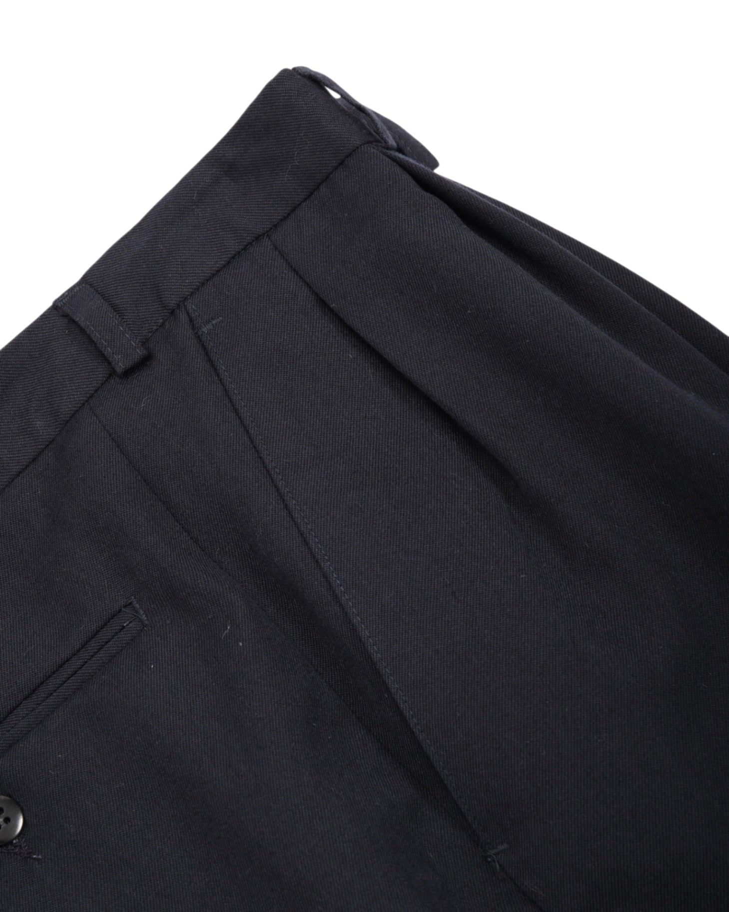 Navy High-Rise Double Pleated Twill Trousers