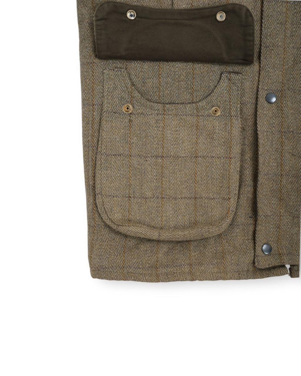 Green Tweed Herringbone Raglan Shooting Coat