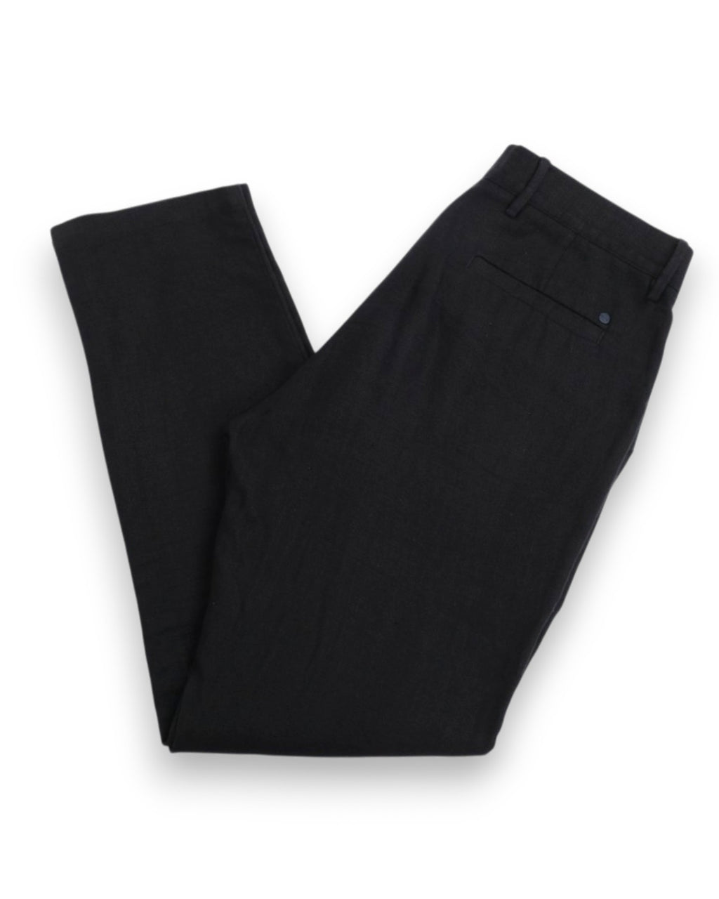 Black Linen Mid-Rise Trousers