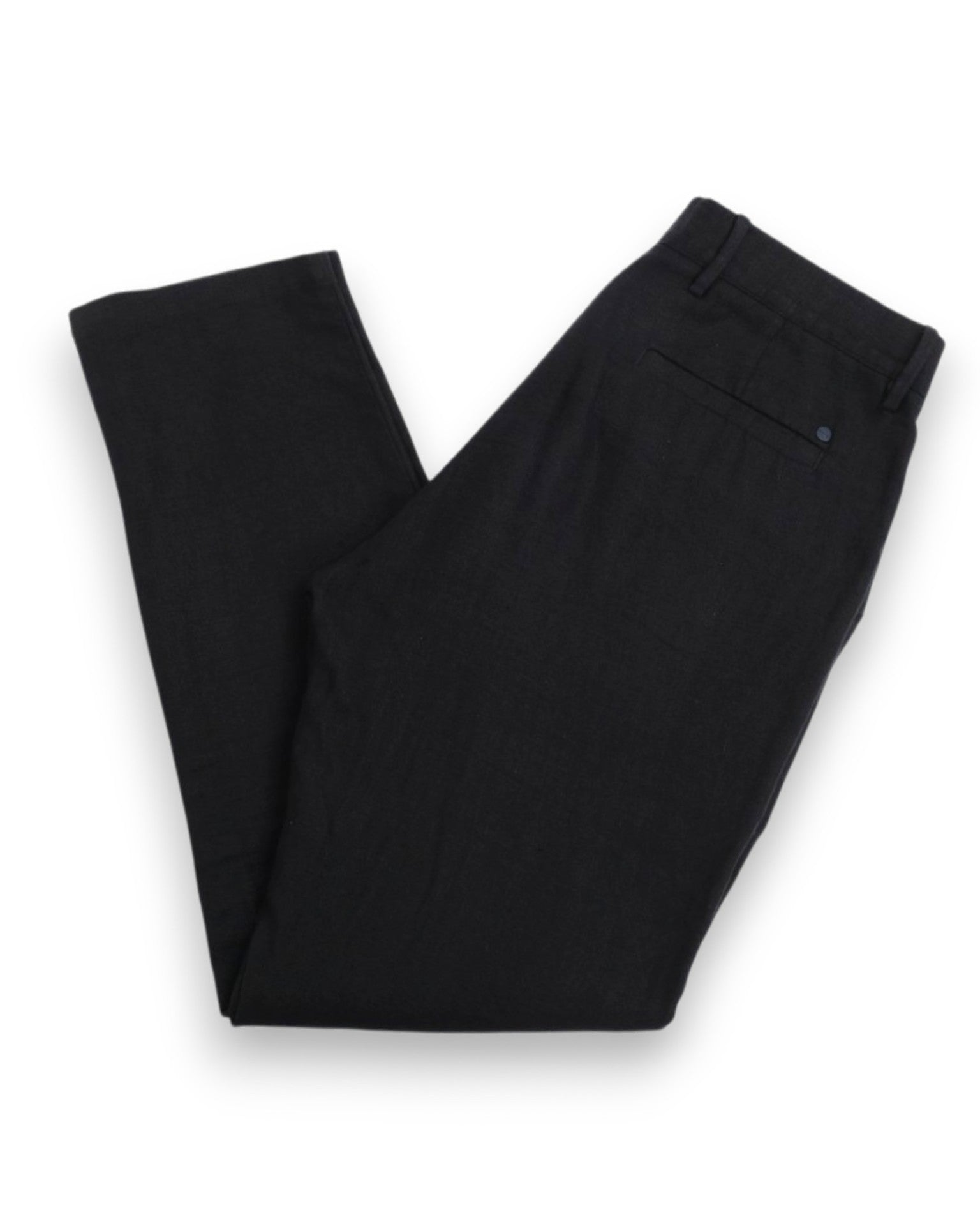 Black Linen Mid-Rise Trousers