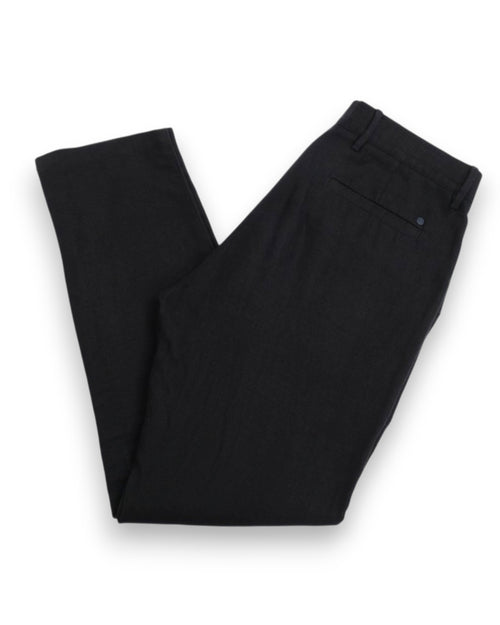 Black Linen Mid-Rise Trousers