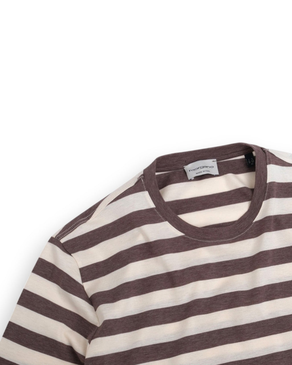 Mud/Cream Short-Sleeve Crewneck