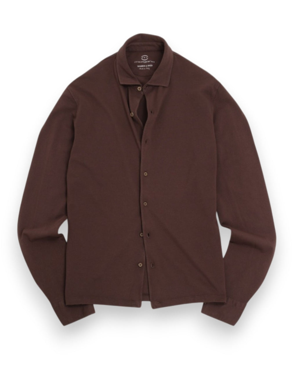 Cocoa Washed & Dyed Cotton Pique Shirt