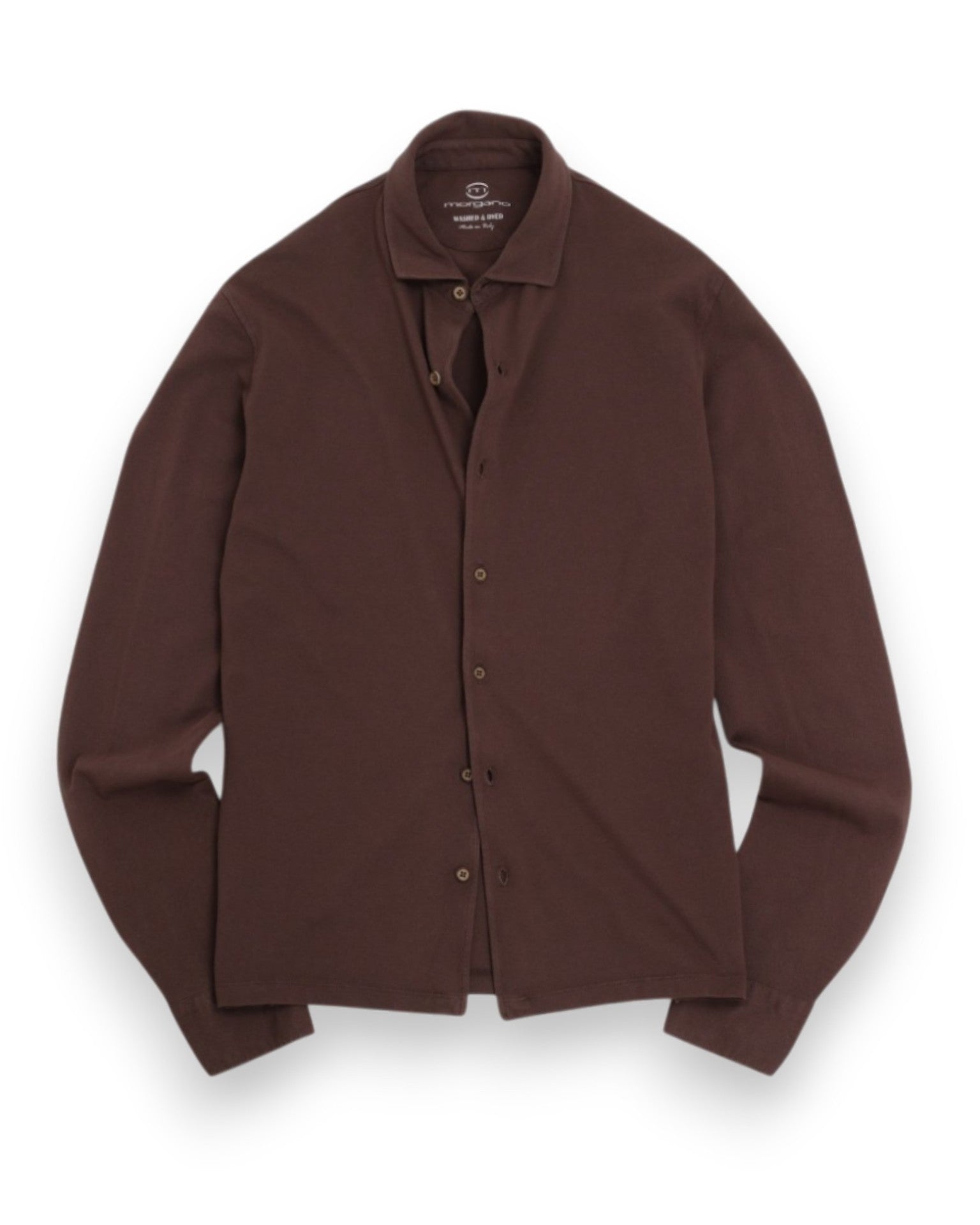 Cocoa Washed & Dyed Cotton Pique Shirt