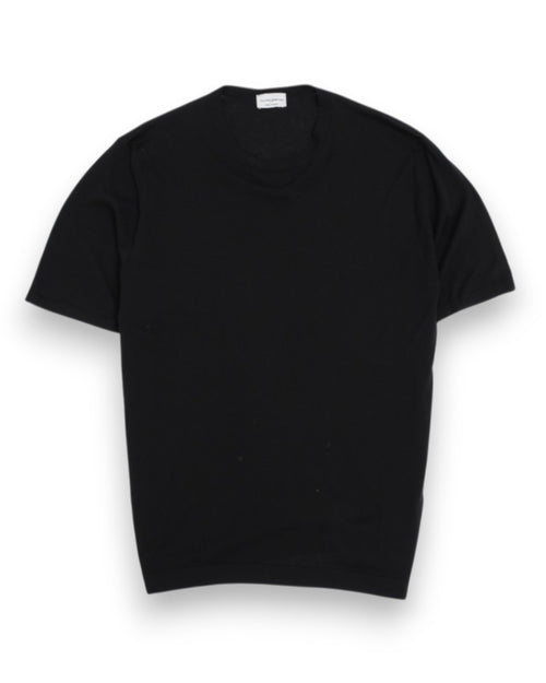 Black Silk Short-Sleeve Crewneck