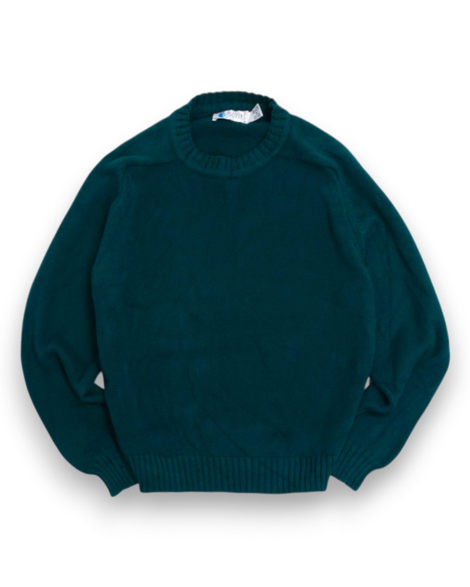 Dark Pine Cotton Saddle Shoulder Crewneck, Made in USA