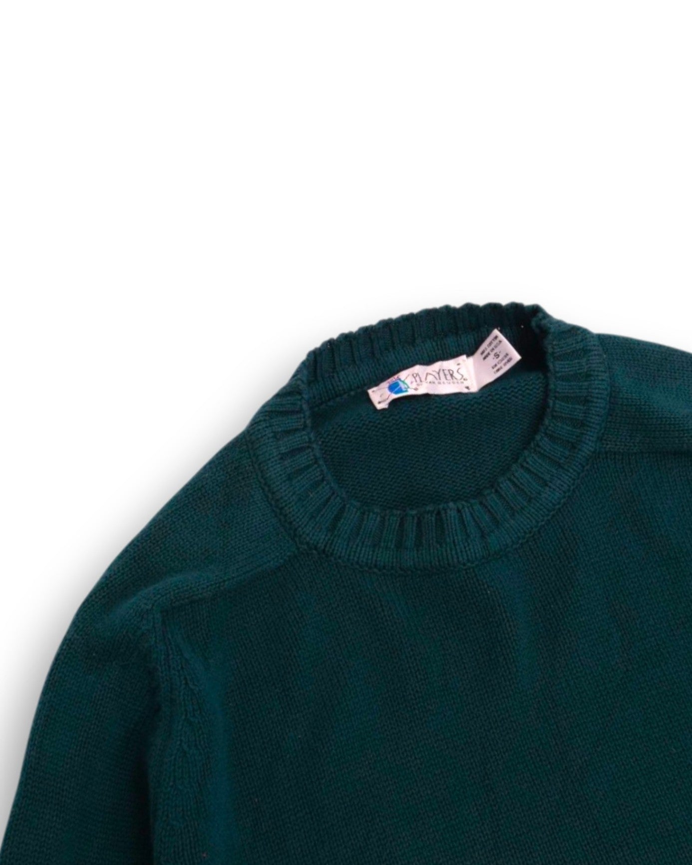 Dark Pine Cotton Saddle Shoulder Crewneck, Made in USA