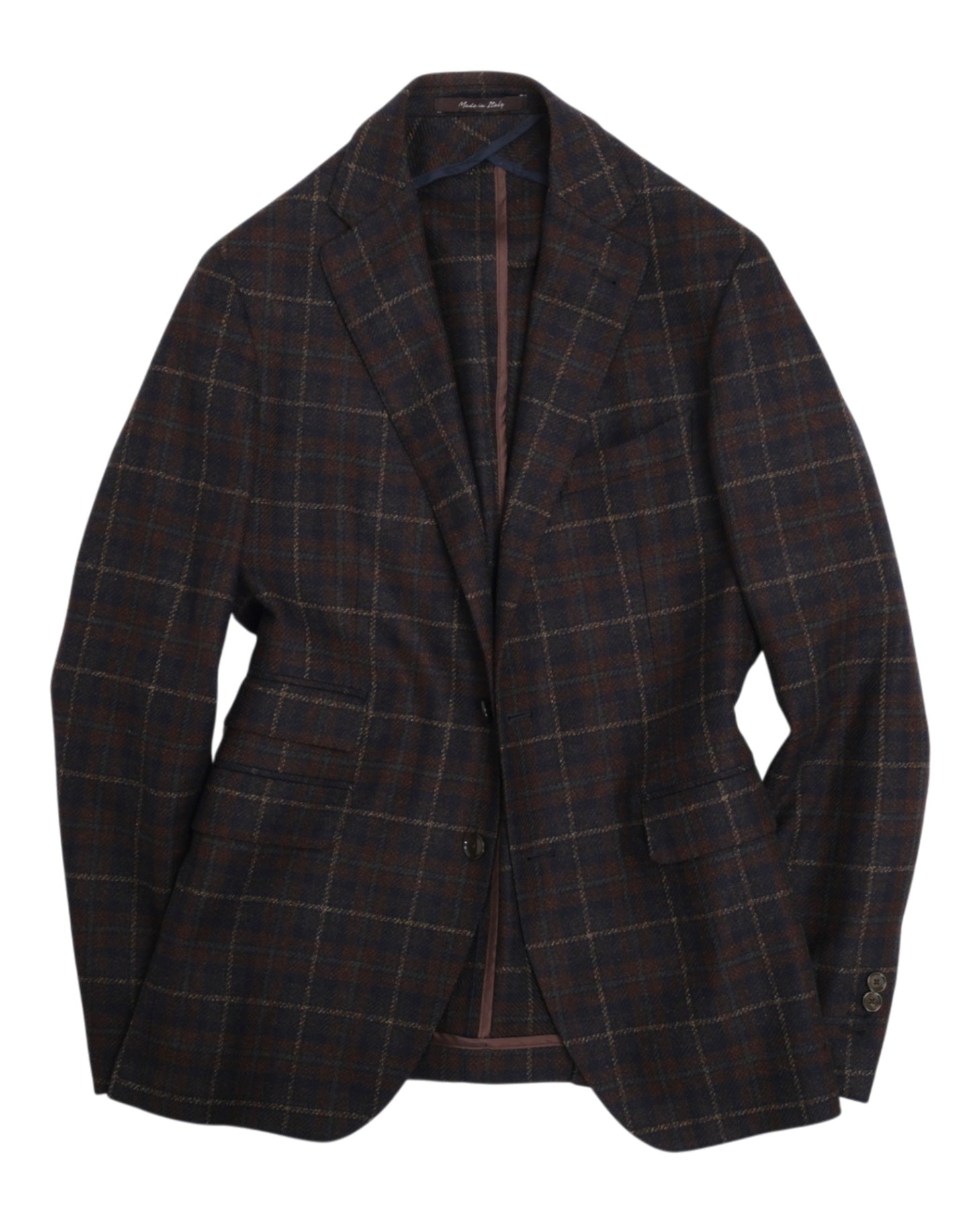 Brown Checked Wool & Cashmere Sports Jacket
