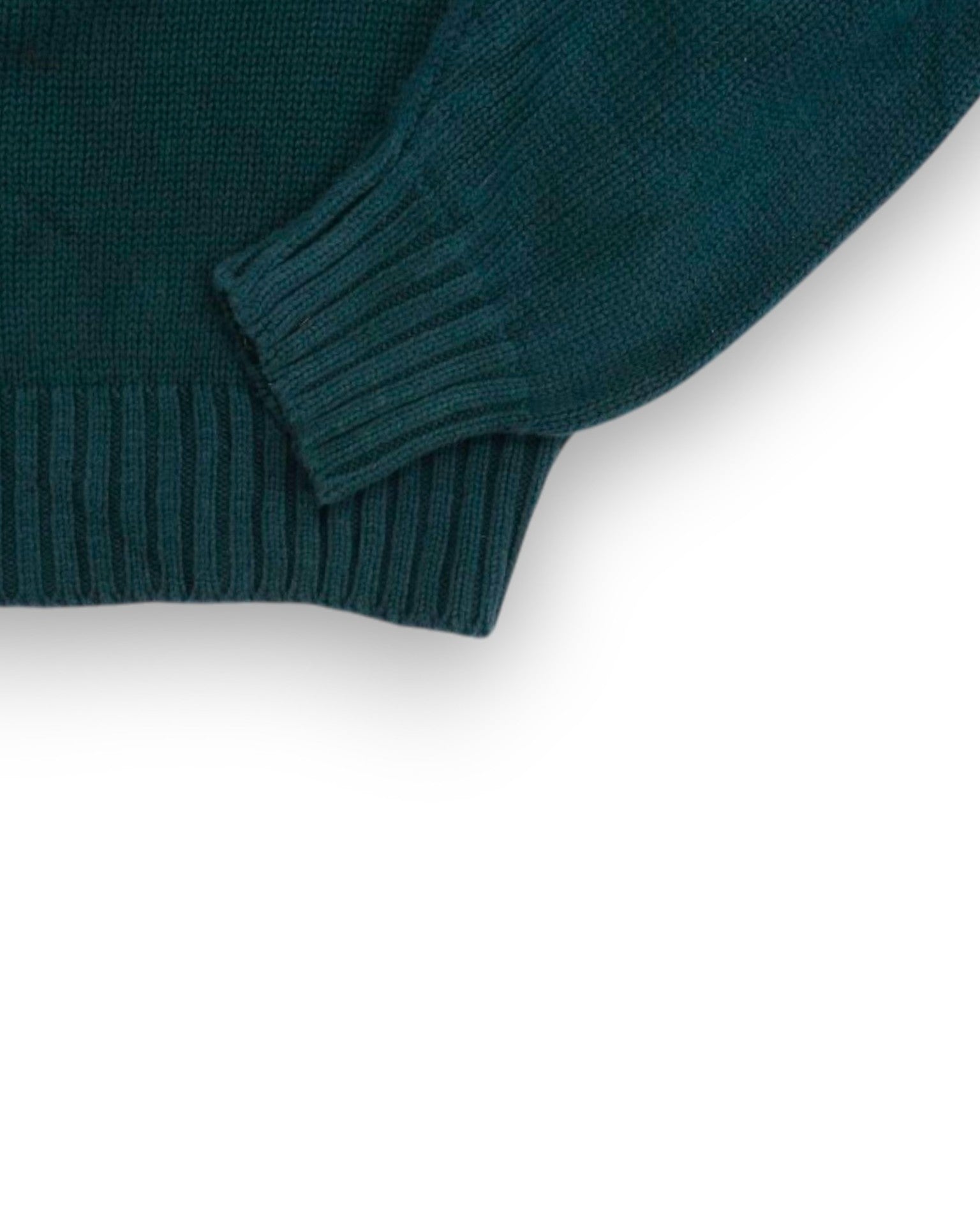 Dark Pine Cotton Saddle Shoulder Crewneck, Made in USA