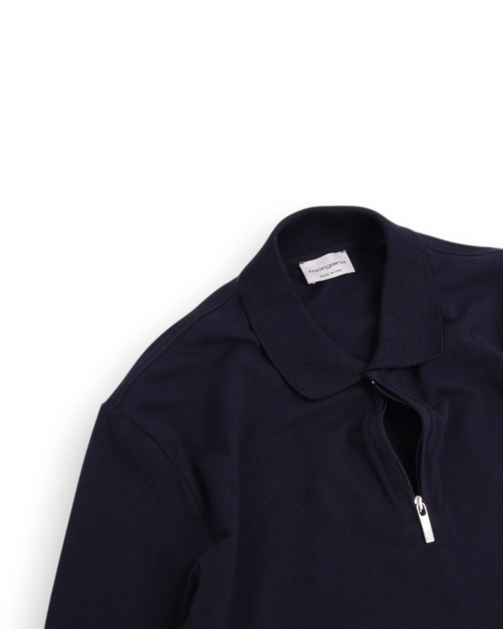 Navy Filo di Scozia Zip Polo