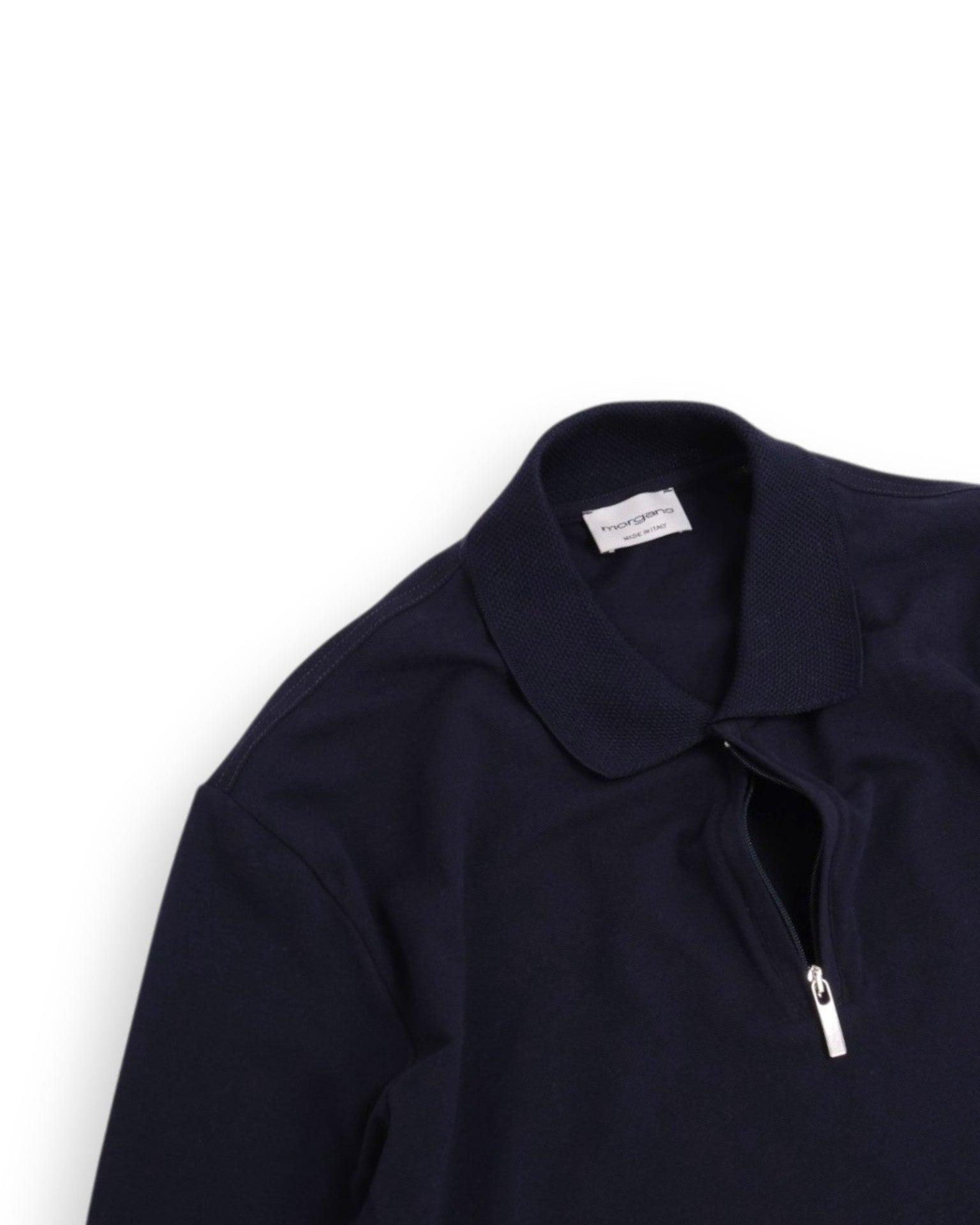 Navy Filo di Scozia Zip Polo